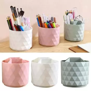 Удобный вращающийся держатель для кистей. Компактный контейнер для хранения кистей для макияжа. Стильный органайзер для хранения средств по уходу за кожей. белый