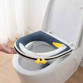 Удобный зимний чехол для унитаза, чехол для унитаза с рисунком, домашний коврик для туалета, чехол для сиденья, крышка для ванной комнаты фиолетовый