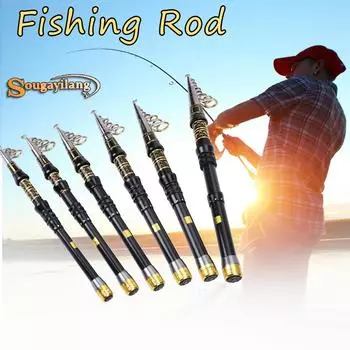 Удочка 1,5-3,0 м из углеродного волокна, портативная телескопическая удочка для рыбалки на открытом воздухе 1.5m