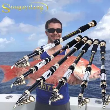 Удочка 1,8-3,0 м, легкая удочка из углеродного волокна, керамическое направляющее кольцо, не повреждающее леску, прочная удочка 1.8m