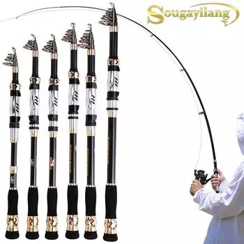 Удочка 1,8-3,0 м, сверхлегкая телескопическая удочка из углеродного волокна, удлиненная полая ручка 1.8M