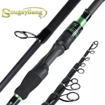 Удочка 1,8 м 2,1 м, карбоновая портативная телескопическая удочка, спиннинговая удочка, рыболовные снасти для окуня 1.8 m
