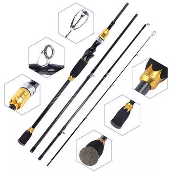 Удочка, 4 секции, литейная удочка из углеродного волокна для пресноводной, соленой, рыболовной снасти, приманка 1.8m золотой