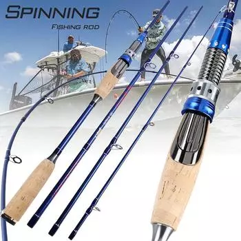 Удочка Corbon 4 секции, металлическая портативная уличная морская рыболовная снасть, аксессуары, удочка для окуня синий