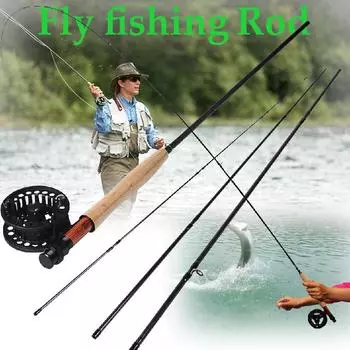 Удочка для нахлыста, 9 футов, 2,7 м, 4 секции, удочка из углеродного волокна, рыболовные снасти, спортивные 4 sections