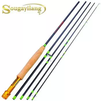 Удочка для нахлыста 9 футов 5 секций из углеродного волокна Удочка для ловли нахлыстом Удочка для окуня и форели Инструмент для ловли нахлыстом чёрный