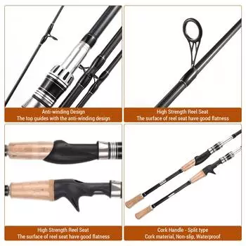 Удочка для пресноводной и морской рыбалки, 4-секционная спиннинговая удочка 2,1 м/2,4 м, литейная удочка Spin Rod 24cm