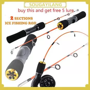 Удочка для зимней удочки из стекла и металлического волокна, 2 секции, ручка из ЭВА, удочка для зимней рыбалки 50cm*1PCS
