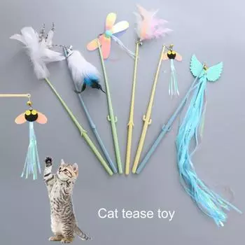 Удочка-дразнилка для кошек, устойчивая к царапинам, привлекательная, хорошая прочность, игрушка для котенка, кошки, перьевой палочки E