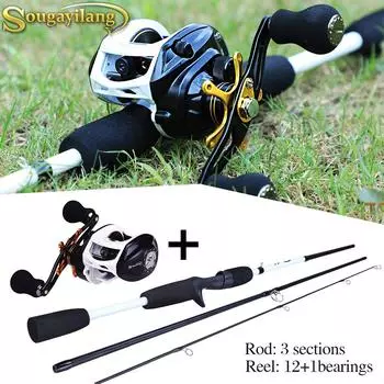 Удочка и катушка 3-секционная кастинговая удочка с высокоскоростными катушками 7,0:1 Left Hand Reel