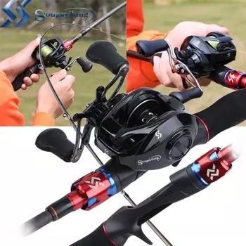Удочка и катушка для удочки и катушки, 4 секции, набор для спортивной рыбалки на открытом воздухе, пресноводная рыбалка 1.8M&Left reel