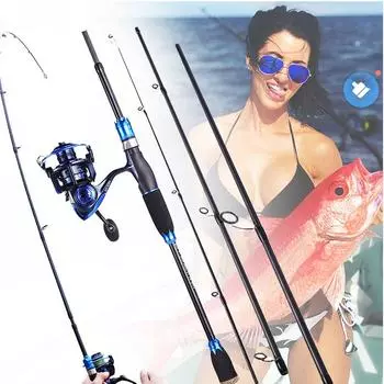 Удочка и катушка Легкая удочка и гладкая катушка Спиннинговая рыболовная катушка Набор удочек 1.8m&reel2000
