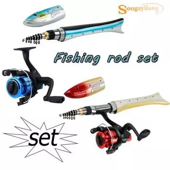Удочка и рыболовная катушка, телескопическая удочка, комплект катушек для детей и взрослых, рыболовная удочка blue rod blue reel