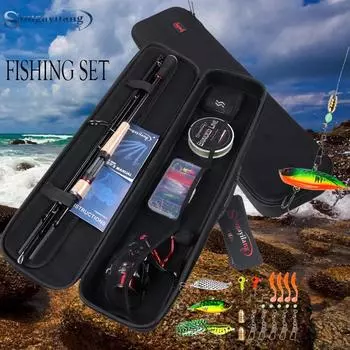 Удочка из углеродного волокна, 4 секции, 2,1 м, с ручкой из ЭВА, катушка 13BB, набор для спортивной рыбалки на открытом воздухе Rod2.1m&Reel1000