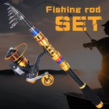 Удочка, набор рыболовных катушек, металлическое золото, вращающееся рыболовное колесо, набор для морской рыбалки на открытом воздухе 1.8m-1000
