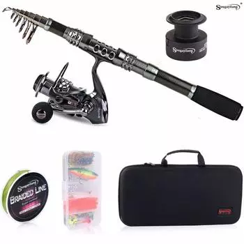 Удочка с спиннинговой катушкой и леской, приманка, джиг-крючки для рыболовных снастей 1.8 rod&1000Reel