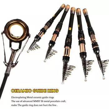 Удочка с углеродным волокном, стальными керамическими направляющими, мини-телескопическая портативная сверхлегкая удочка 1.3m