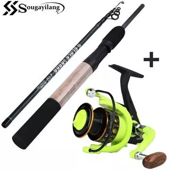 Удочка Sougayilang 11 + 1 BB, спиннинговые рыболовные катушки, набор телескопических катушек из углеродного волокна 2.1 rod&reel 1000 розовый