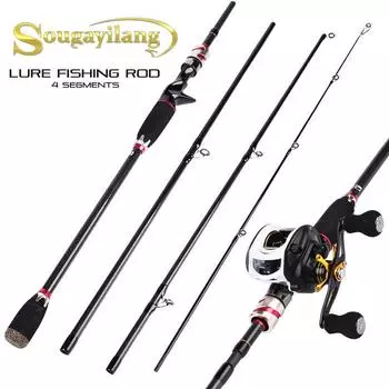 Удочка Sougayilang для литья, 2,1 м, 4 секции, удочка из углеродного волокна, приманка 1.8M