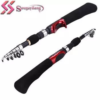 Удилище Телескопическое baitcasting rod 1.6m чёрный/красный