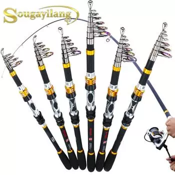 Удочка Sougayilang, телескопическая спиннинговая удочка из углеродного волокна для морской рыбалки или катания на лодках casting-1.6m