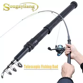 Удочки 160 см телескопическая удочка для путешествий портативная спиннинговая удочка для новичков и детей 160 cm чёрный