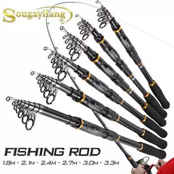 Удочки 1,8-3,6 м Портативная телескопическая удочка из углеродного волокна для путешествий, морская удочка для катания на лодках 1.8M