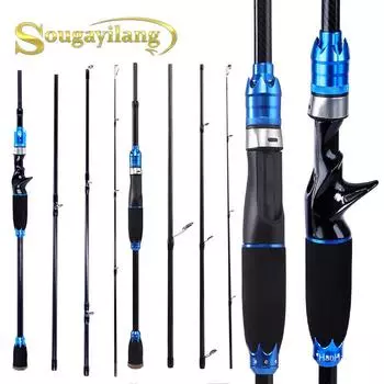 Удочки 1,8 м 2,1 м, спиннинговая удочка, портативные дорожные удочки для пресной воды, соленой воды Casting Rod 1.8M синий