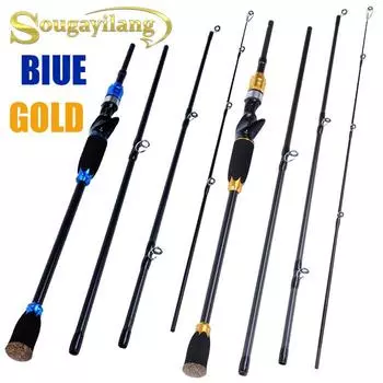 Удочки для приманки 1,8 м/2,1 м из углеродного волокна, портативная дорожная удочка для рыболовных снастей для окуня 1.8M синий
