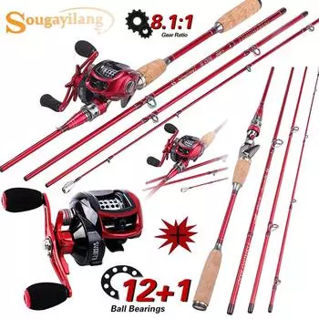 Удочки и катушки Комбинированные катушки для удочек, 4 секции и кастинговая катушка 13BB rod and left hand reel