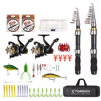 Удочки и катушки комбинированные спиннинговые телескопические удочки 1,9 м 2,3 м 2 шт соленая вода пресная вода