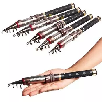 Удочки из углеродного волокна 1,3-2,4 м, телескопическая портативная удочка, мини-карманная удочка 1.3 m чёрный