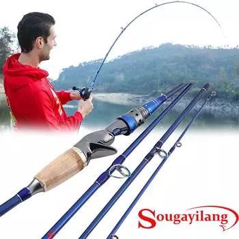 Удочки Легкие спиннинговые кастинговые удилища с пустым карбоновым катушкодержателем и керамическими кольцами синий