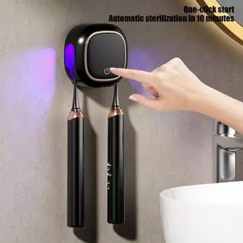 УФ-дезинфицирующее средство для зубных щеток, держатель для хранения, перезаряжаемый, простой в установке, настенный держатель для зубных щеток с УФ-лампой белый