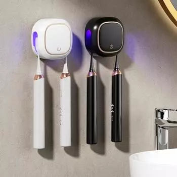 УФ-дезинфицирующее средство для зубных щеток, держатель для хранения, перезаряжаемый, простой в установке, настенный держатель для зубных щеток с УФ-лампой