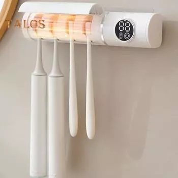 УФ-дезинфицирующее средство для зубных щеток с ЖК-дисплеем, 4 слота, USB-зарядка, настенный держатель для зубных щеток для ванной комнаты, электрический очиститель для зубных щеток белый