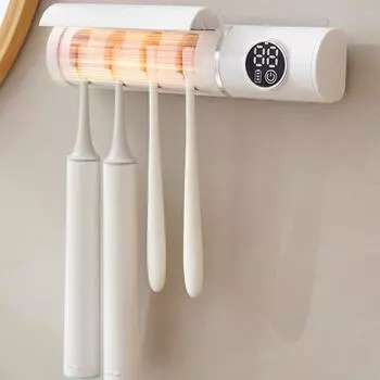 УФ-дезинфицирующее средство для зубных щеток с ЖК-дисплеем, 4 слота, USB-зарядка, настенная зубная щетка для ванной комнаты