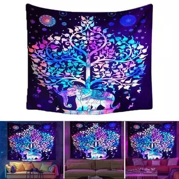УФ-флуоресцентный гобелен с изображением богемских слонов, настенный гобелен, домашний декор 150X100cm