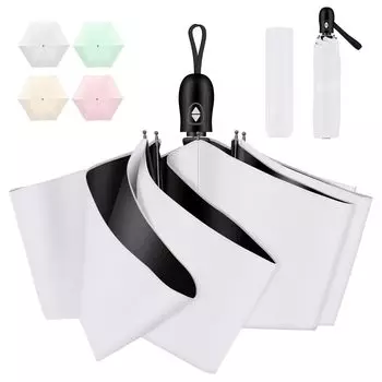 УФ-излучение, автоматическое складывание, 6 складываний, УФ-защита от солнца, ветра, воды, сезона дождей, тепловой удар, удобный для хранения, сумка в комплекте, зонтик, белый