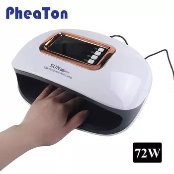 УФ-лампа 72 Вт, светодиодная лампа для ногтей с 36 светодиодами, две ручные лампы, сушилка для ногтей, маникюр, гель-лак для ногтей, автоматический датчик, четкий дисплей времени US Plug