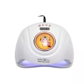 УФ-лампа для ногтей с гелем, быстрая сушка, 268 Вт, 4 таймера, светодиодный дисплей, 57 шт., чипы, интеллектуальный датчик, мультфильм белый