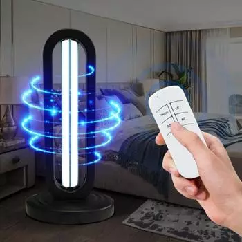 УФ-лампа для стерилизации, дезинфекционная лампа, УФ-лампа для комнаты с 3-скоростной настройкой времени, ультрафиолетовая лампа для борьбы с пылевым клещом, кухня, офис UK белый