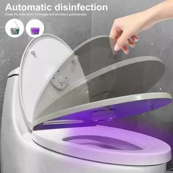 УФ-лампа для унитаза, интеллектуальный датчик, самоклеящийся USB перезаряжаемый очиститель для мусорных баков в помещении, фиолетовый свет, товары для дома и ванной комнаты белый