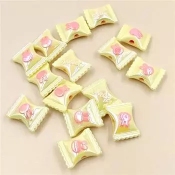 УФ-ожерелье с покрытием цвета, моделирование, свободные бусины, двухцветное изготовление ювелирных изделий своими руками, браслет из материалов ручной работы, 5 шт., кулон, кролик, конфеты зелёный