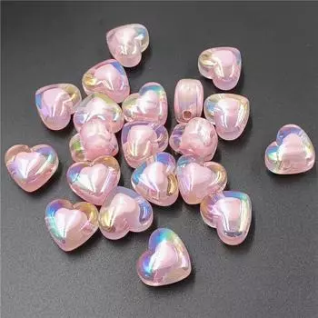 УФ-покрытие, цвет 10 шт., основные бусины, ожерелье, браслет, сделай сам, шпилька, материал, прозрачный, изготовление ювелирных изделий, аксессуары ручной работы, кулон в форме сердца с любовью зелёный