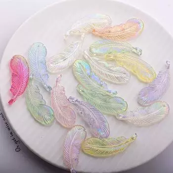 УФ-покрытие толстое перо красивые прозрачные акриловые плоские отверстия подвесные бусины DIY мобильный телефон цепочка автомобильные подвесные аксессуары One Size синий