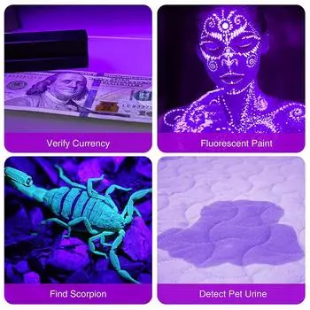 УФ-ручные водонепроницаемые фонарики черного света 12 светодиодов 395 нм мини-светильник детектор для домашних животных пятна мочи черный свет УФ-лампа 1 pack
