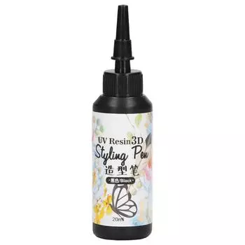 УФ-смола для укладки, 20 мл, быстросохнущая 3D УФ-смола, уникальная форма ручки, контурная смола для ногтей чёрный