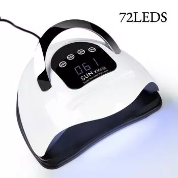 УФ-светодиодная лампа для маникюра 72 светодиода, сушилка для гель-лака с большим сенсорным ЖК-дисплеем, профессиональная умная сушилка для ногтей us белый