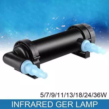 УФ-ультрафиолетовая лампа IP33 для аквариума, пруда, внешней лампы для водорослей, мха и водорослей 5W чёрный